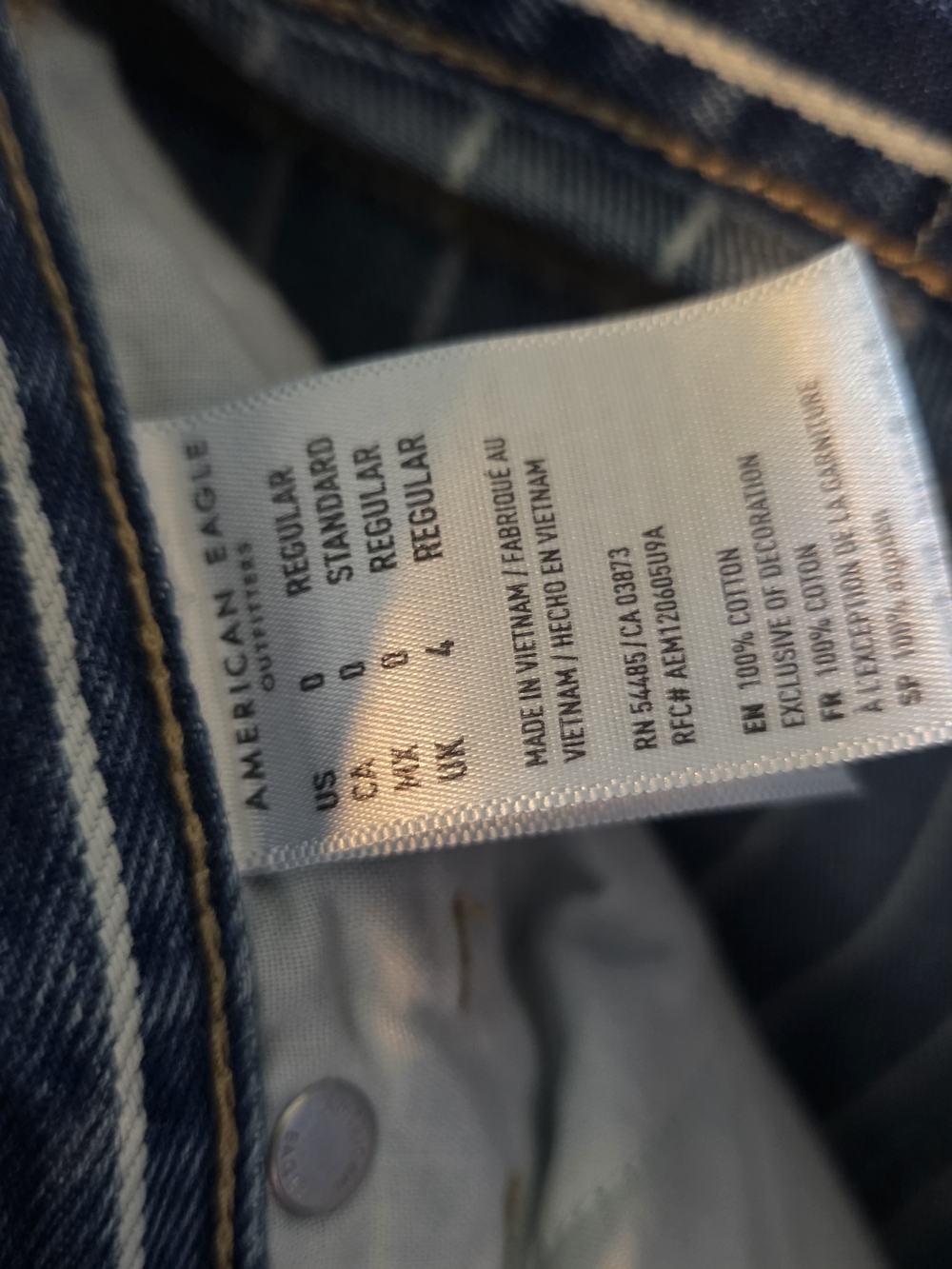 American Eagle Blue Denim Jeans with White Pinstripes - Picture 3 of 3